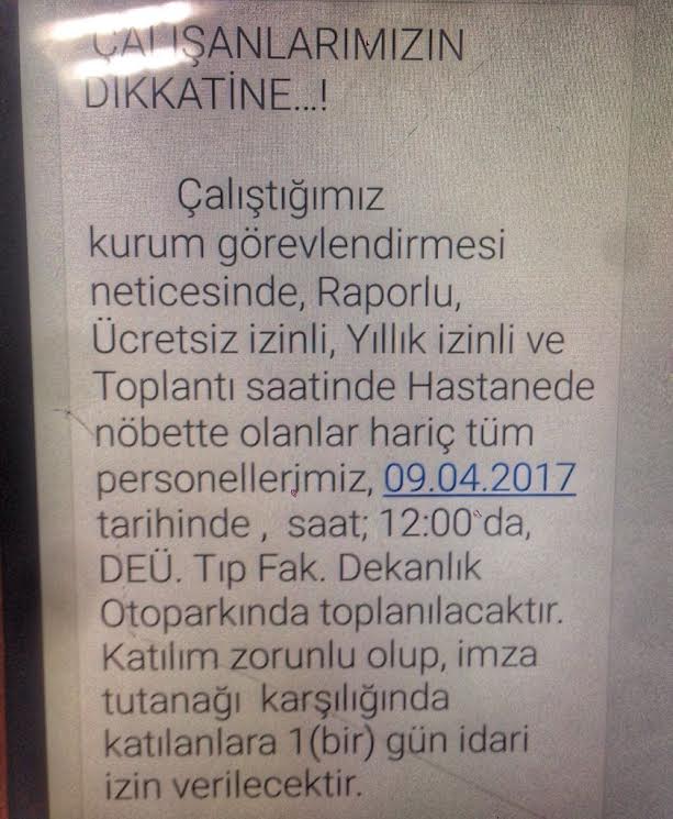 Dokuz Eylül Personeline Zorunlu Erdoğan Çağrısı