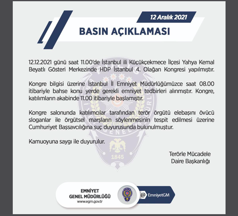 Emniyet'ten HDP kongresi hakkında suç duyurusu