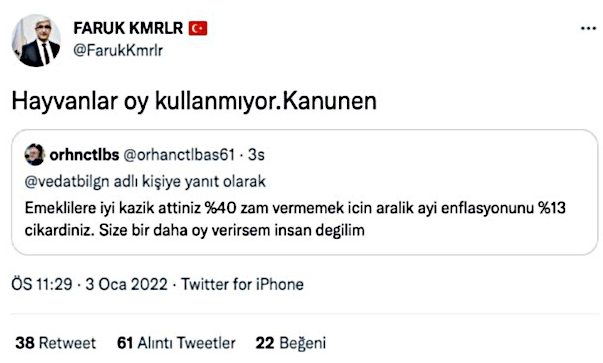 AKP'li yöneticiden AKP'li seçmene hakaret: Hayvanlar oy kullanmıyor