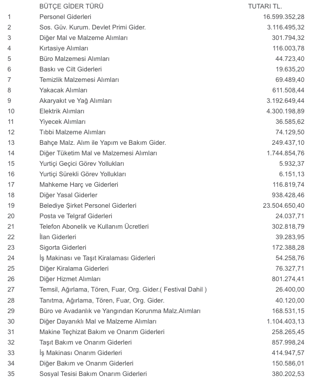 ​​​​Dersim Belediyesi gelir-gider tablosunu açıkladı