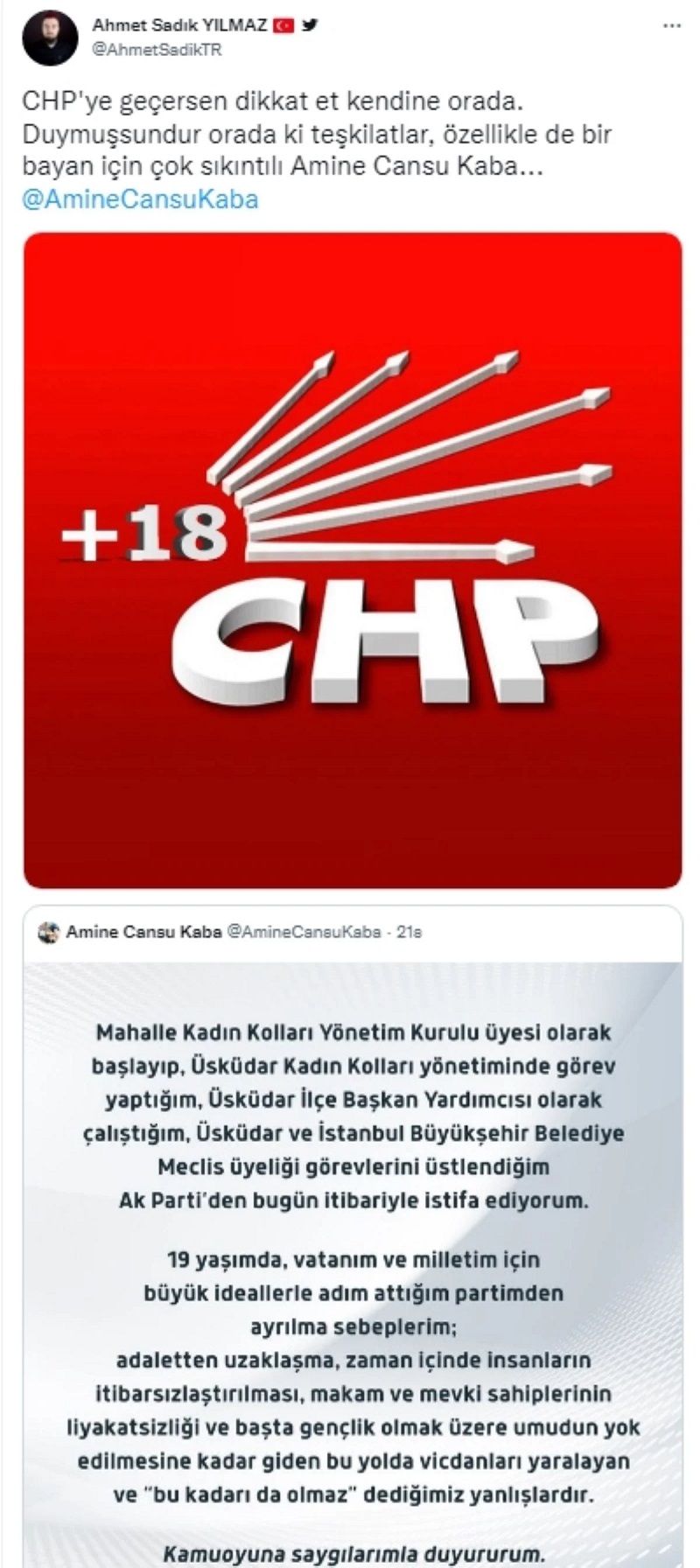 AKP'den istifa eden Amine Cansu'yu hedef aldılar