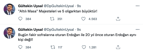 Gültekin Uysal'dan gece yarısı paylaşımları: ‘Muhalefete muhalefet etsin diye…’
