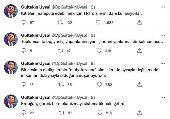 Gültekin Uysal'dan gece yarısı paylaşımları: ‘Muhalefete muhalefet etsin diye…’