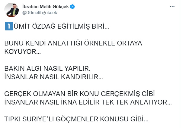 Özdağ'dan Gökçek'e: Seni perişan ederim