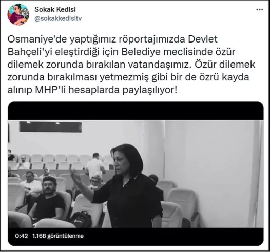 Sokak röportajında Bahçeli'yi eleştirdi diye belediye meclisinde özür diletildi