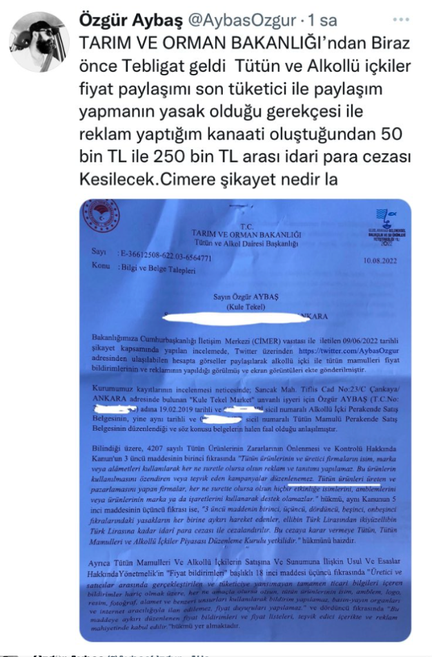 Tekel Bayileri Platformu Başkanı'na 'içkili fotoğraf' cezası