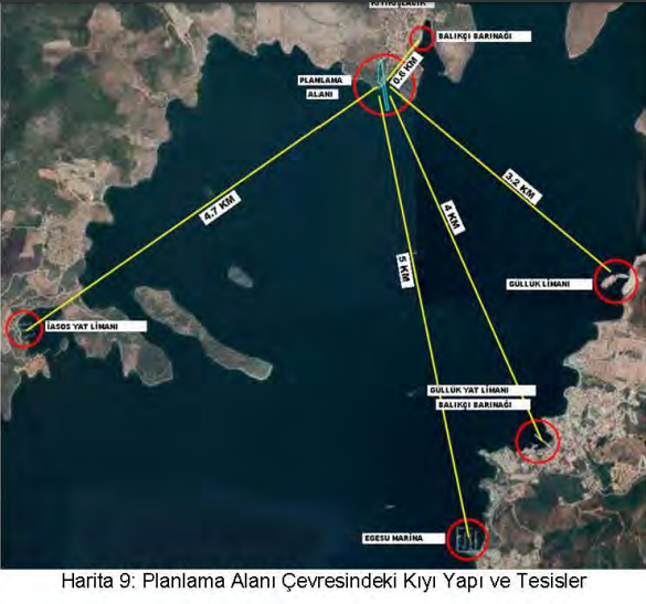 Güllük Körfezi'ndeki mevcut liman ve marinalar