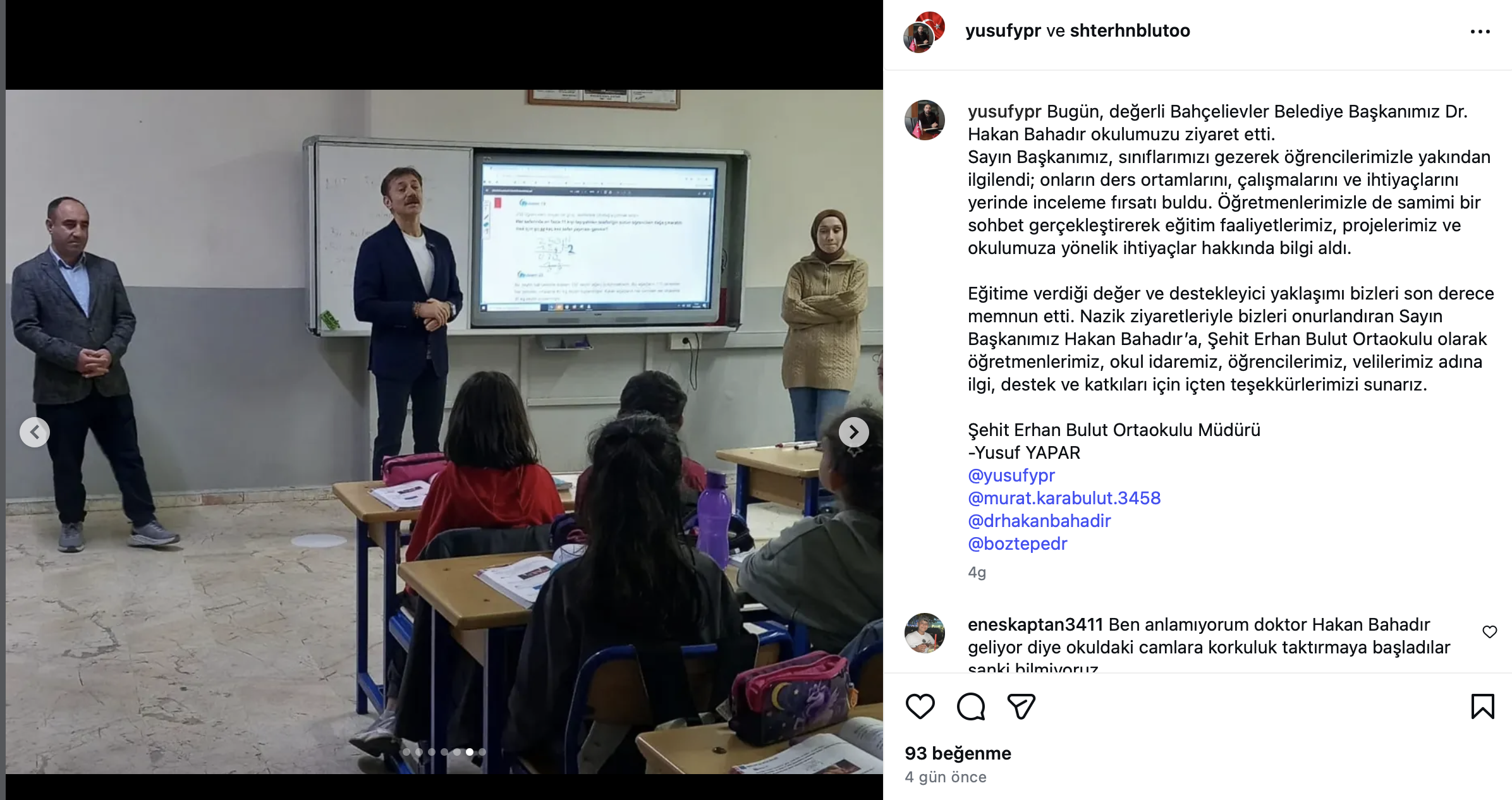 AKP’li başkanla sınıfta fotoğraf paylaşan müdüre tepki: ‘Bir belediye başkanının sınıfta ne işi var?’