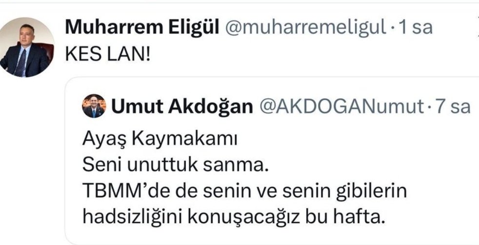 CHP'li milletvekiline ‘kes lan’ demişti: Ayaş Kaymakamı Eligül'e soruşturma ve tenzili rütbe