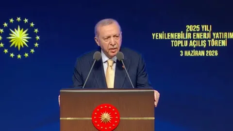 Cumhurbaşkanı Erdoğan, 2025 Yılı Yenilenebilir Enerji Yatırımları Toplu Açılış Töreni'nde konuşuyor.