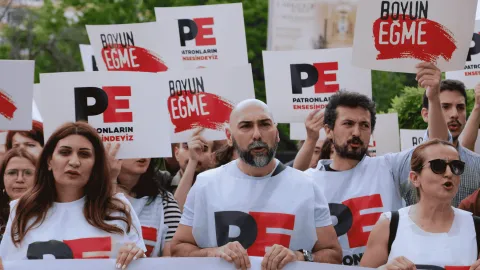 Panista işçileri, hakları için Ankara'da eylem yaparken