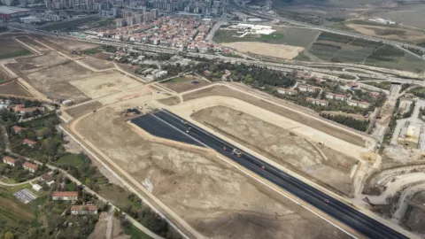 Etimesgut Havalimanı'nın genişletilmiş pist görüntüsü