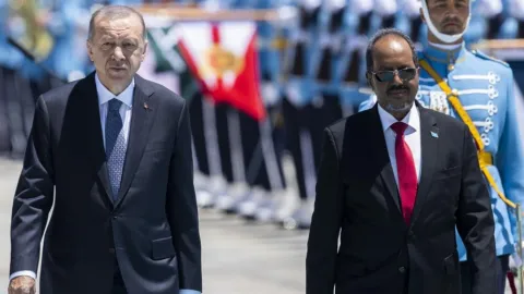 Somali Cumhurbaşkanı Hasan Şeyh Mahmud konuşma yaparken