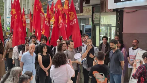 Özel sektör öğretmenlerinin açlık grevi eylemi ve TKP heyetinin ziyareti.