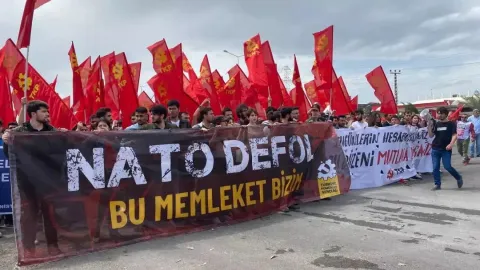 Türkiye Komünist Partisi'nin (TKP) 'NATO, onursuzluk ve ölümdür!' başlıklı etkinliğinin duyurusu.
