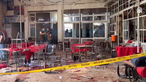 Suriye'nin başkenti Şam'da bombalı saldırının gerçekleştiği bölgeden genel bir görünüm.
