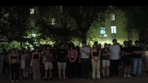 ODTÜ yerleşkesinde öğrenciler tarafından gerçekleştirilen protesto eyleminden bir kare.
