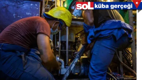 Küba'da bir fabrika veya üretim tesisi görüntüsü.