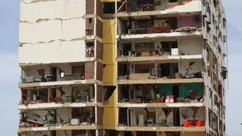 Venezuela'da deprem sonrası enkaz görüntüleri.
