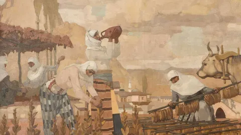 Anadolu'da tütün tarlası ve işçileri temsili görsel.