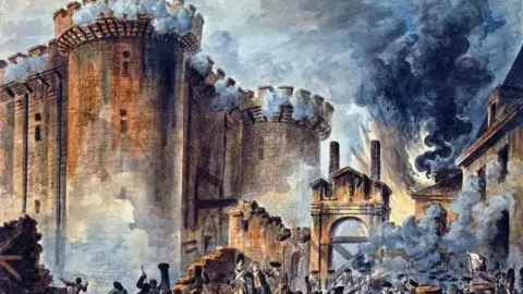 Bastille Hapishanesi'nin tasvir edildiği tarihi bir gravür.