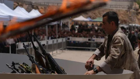 DEM Parti Grup Başkanvekili Gülistan Kılıç Koçyiğit TBMM'de açıklama yaparken.
