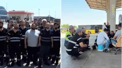 İETT Kurtköy Garajı'nda grev yapan işçiler