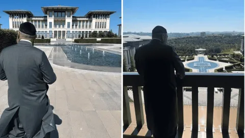 Menzil liderinin oğlu Saray'a gitti: Havuz başında poz verdi