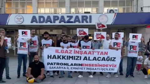 Sakarya İl Emniyet Müdürlüğü inşaatı işçileri eylem yaptı