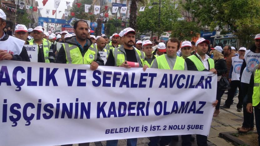 maaslari odenmeyen avcilar belediyesi iscileri eylem yapti sol haber