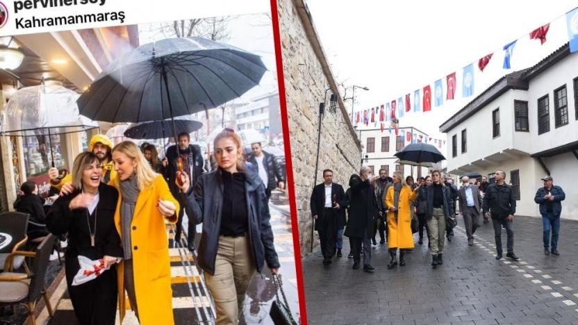 Kültür ve Turizm Bakanı&#39;nın eşi Pervin Ersoy, polis memuruna şemsiye  tutturup çantasını taşıttı | soL haber