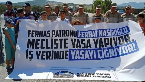Manisa Soma'da Fernas Madencilik işçilerinin eyleminden...