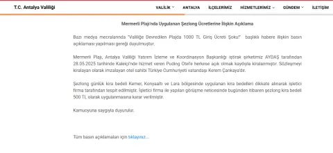 Antalya Valiliği açıklaması